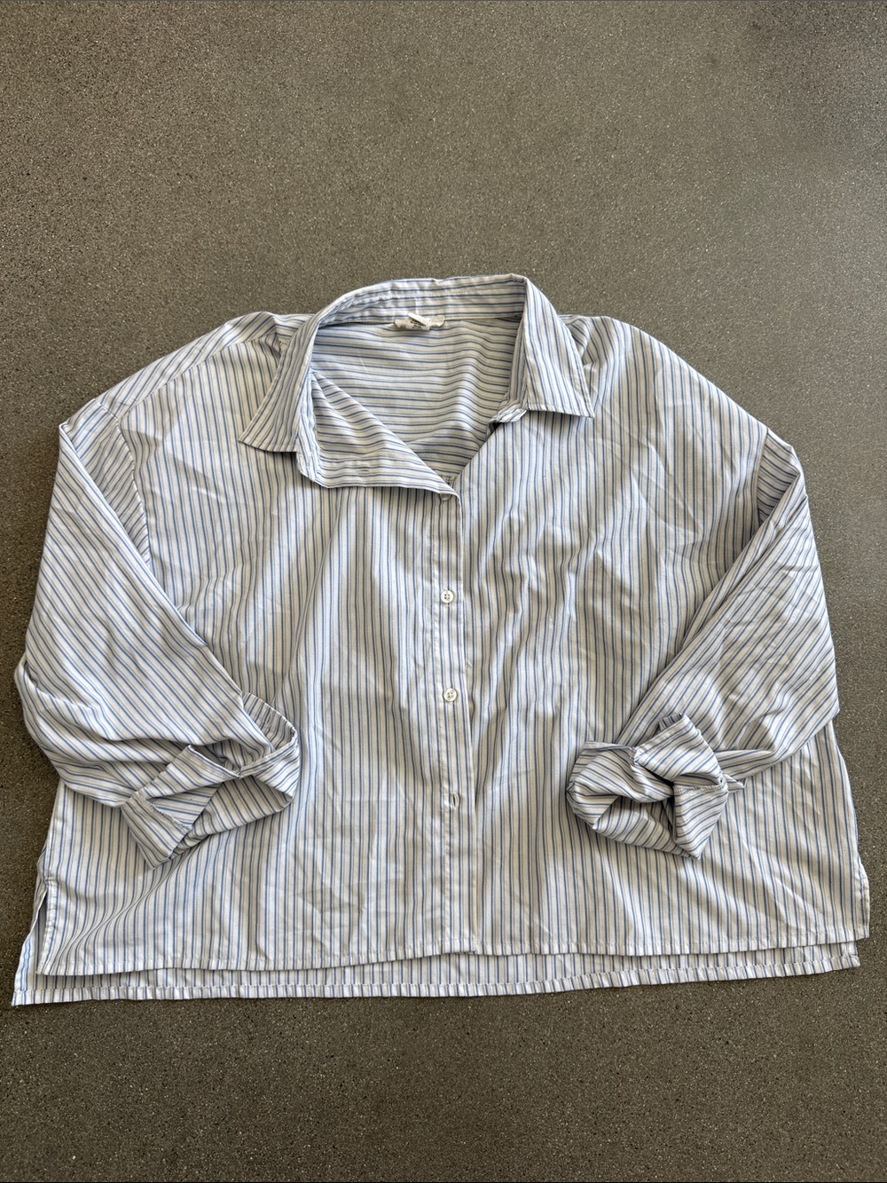 Japna Blue and White Striped Casual Button-Down Shirt